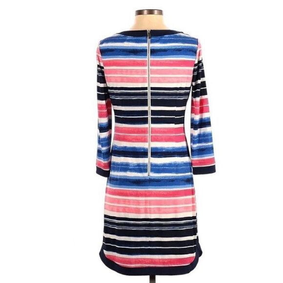 Vince Camuto Striped Dress Size 10 Zipper Back Pink and Blue (q1) - Picture 2 of 9